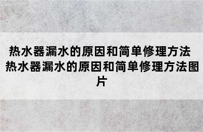 热水器漏水的原因和简单修理方法 热水器漏水的原因和简单修理方法图片